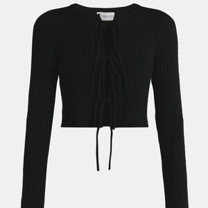 No Boundaries Bow-Tie Ribbed Cardigan